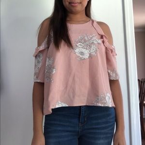 Light Pink Off the Shoulder Floral Top